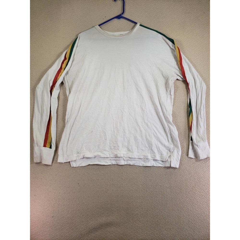 EPTM. Shirt Womens 2XL XXL White Crew Striped Long Sleeve Slit-Sides‎ Pullover